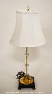 Glass Table Lamp and Shade.  Measures 27" tall including shade. 