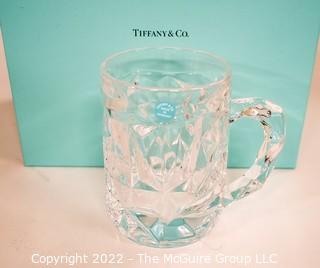 Set of (4) Clear Crystal Tiffany & Co. Rock-Cut Beer Mugs with Faceted Cuts Throughout, New in Gift Box.