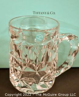 Set of (4) Clear Crystal Tiffany & Co. Rock-Cut Beer Mugs with Faceted Cuts Throughout, New in Gift Box.