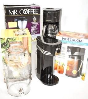 Coffee Maker, Ice Tea Brewer (Missing Carafe) and Glass Drink Dispenser