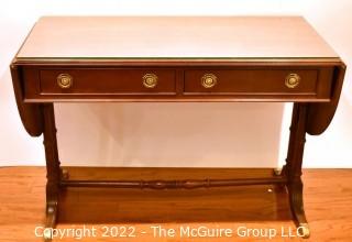 Mahogany Dropleaf Hall or Console Table with Two Drawers.  Measures 41" long when closed and 68" long when leaves are up.