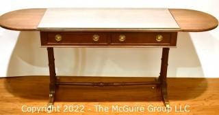 Mahogany Dropleaf Hall or Console Table with Two Drawers.  Measures 41" long when closed and 68" long when leaves are up.