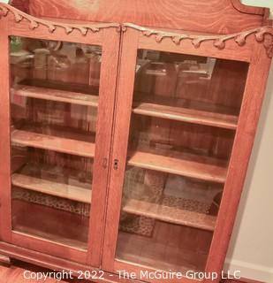 Vintage Oak Two Door Display Bookcase or Library Cabinet.  Measures 14" x 47" x 61". {Description Altered 2-24-22 @ 10:19am ET}