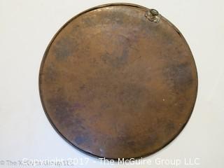 Large stamped Copper serving tray; 23" DIAMETER  