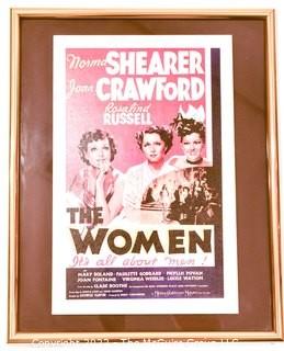 Framed Under Glass Reproduction Lobby Card from "The Women" Starring Norma Shearer, Joan Crawford, Rosalind Russell & Joan Fontaine. Measures 16" x 20".