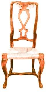 Fruitwood Dining Chair With Woven Rush Seat.