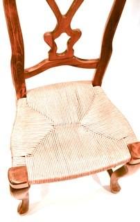 Fruitwood Dining Chair With Woven Rush Seat.