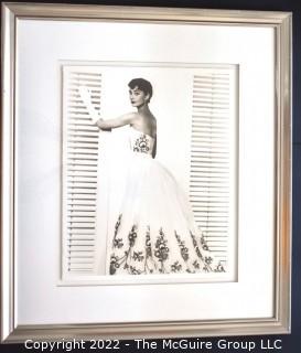 Framed Under Glass Large Format Black & White Photo of Audrey Hepburn, Soicher Marin. Measures 28 1/2" x 32 1/2". 