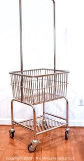 Chrome Wire Frame Metal Laundry Cart with Double Pole Rack