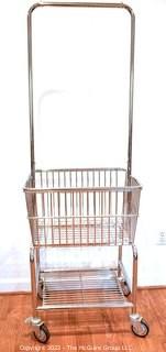 Chrome Wire Frame Metal Laundry Cart with Double Pole Rack