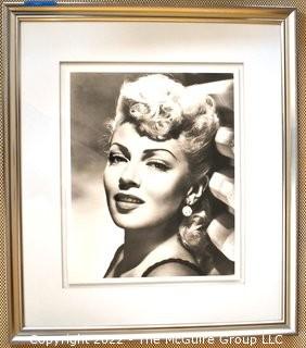 Framed Under Glass Large Format Black & White Photo of Lana Turner, Soicher Marin. Measures 28 1/2" x 32 1/2".