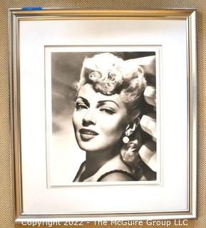 Framed Under Glass Large Format Black & White Photo of Lana Turner, Soicher Marin. Measures 28 1/2" x 32 1/2".