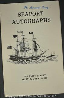 Lot 29.  Seaport Autographs.  49 items. Catalogs 1, 5-22, 24-27, 29-35, 102, 105-117; and 120-124; 1976-1987, 2006-2011.  The first catalog is modestly titled “Autographs Spring-1976” and was issued by “N. F. Boas” from Wilton, Connecticut; the title changed with later catalogs, as did the location from Mystic to Stonington.  Boas is none other than Dr. Norman F. Boas (1923-2016), Fellow of The Manuscript Society.  With a medical degree from Harvard attained by the time he was 22, Boas was in public health service, including a stint with NIH, taught at Yale, and later was in private practice.  After retiring from medicine, he was heavily involved with historical projects in his area and, of course, acquiring and selling manuscripts.  His research and publishing interests included Abraham Lincoln, First Lady Jane Pierce, and the noted anthropologist Franz Boas, his grandfather.       