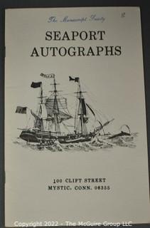 Lot 29.  Seaport Autographs.  49 items. Catalogs 1, 5-22, 24-27, 29-35, 102, 105-117; and 120-124; 1976-1987, 2006-2011.  The first catalog is modestly titled “Autographs Spring-1976” and was issued by “N. F. Boas” from Wilton, Connecticut; the title changed with later catalogs, as did the location from Mystic to Stonington.  Boas is none other than Dr. Norman F. Boas (1923-2016), Fellow of The Manuscript Society.  With a medical degree from Harvard attained by the time he was 22, Boas was in public health service, including a stint with NIH, taught at Yale, and later was in private practice.  After retiring from medicine, he was heavily involved with historical projects in his area and, of course, acquiring and selling manuscripts.  His research and publishing interests included Abraham Lincoln, First Lady Jane Pierce, and the noted anthropologist Franz Boas, his grandfather.       