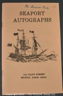 Lot 29.  Seaport Autographs.  49 items. Catalogs 1, 5-22, 24-27, 29-35, 102, 105-117; and 120-124; 1976-1987, 2006-2011.  The first catalog is modestly titled “Autographs Spring-1976” and was issued by “N. F. Boas” from Wilton, Connecticut; the title changed with later catalogs, as did the location from Mystic to Stonington.  Boas is none other than Dr. Norman F. Boas (1923-2016), Fellow of The Manuscript Society.  With a medical degree from Harvard attained by the time he was 22, Boas was in public health service, including a stint with NIH, taught at Yale, and later was in private practice.  After retiring from medicine, he was heavily involved with historical projects in his area and, of course, acquiring and selling manuscripts.  His research and publishing interests included Abraham Lincoln, First Lady Jane Pierce, and the noted anthropologist Franz Boas, his grandfather.       