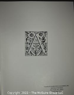 Lot 11.  Charles Hamilton.  164 items.  Auction catalogs 1-166, from May 16, 1963 to November 29, 1984 (missing nos. 69 and 158).  Most include separate list of prices realized.  The first auction was held at the Gotham Hotel, located on Fifth Avenue at 55th Street.  Auction 166 was held at the Omni Park Central, Seventh Avenue at 56th Street. 

Charles Hamilton Autographs. Catalogs.  43 items. In Catalog 25 is this information: “To avoid confusion in identifying our catalogs, we have decided to designate them all by number. Since we have issued ten large catalogs (1 to 10, inclusive), and fourteen Gray Octavos (A to O, inclusive, omitting the letter I), this catalog becomes Number 25. The next will be Number 26.” This group includes 1, 3, 4, 6-10, A, D, E, F, H, J, K, L, M, N, O, 25-46, 48, 49.  Unfortunately, the catalogs are not dated. Internal evidence suggests they are from the late 1950s to 1965.

Charles Hamilton Galleries.  1 item.  Catalog 1.  Postmark of Nov. 5, 1984.  Letter