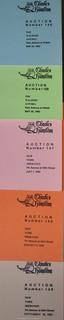 Lot 11.  Charles Hamilton.  164 items.  Auction catalogs 1-166, from May 16, 1963 to November 29, 1984 (missing nos. 69 and 158).  Most include separate list of prices realized.  The first auction was held at the Gotham Hotel, located on Fifth Avenue at 55th Street.  Auction 166 was held at the Omni Park Central, Seventh Avenue at 56th Street. 

Charles Hamilton Autographs. Catalogs.  43 items. In Catalog 25 is this information: “To avoid confusion in identifying our catalogs, we have decided to designate them all by number. Since we have issued ten large catalogs (1 to 10, inclusive), and fourteen Gray Octavos (A to O, inclusive, omitting the letter I), this catalog becomes Number 25. The next will be Number 26.” This group includes 1, 3, 4, 6-10, A, D, E, F, H, J, K, L, M, N, O, 25-46, 48, 49.  Unfortunately, the catalogs are not dated. Internal evidence suggests they are from the late 1950s to 1965.

Charles Hamilton Galleries.  1 item.  Catalog 1.  Postmark of Nov. 5, 1984.  Letter