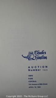 Lot 11.  Charles Hamilton.  164 items.  Auction catalogs 1-166, from May 16, 1963 to November 29, 1984 (missing nos. 69 and 158).  Most include separate list of prices realized.  The first auction was held at the Gotham Hotel, located on Fifth Avenue at 55th Street.  Auction 166 was held at the Omni Park Central, Seventh Avenue at 56th Street. 

Charles Hamilton Autographs. Catalogs.  43 items. In Catalog 25 is this information: “To avoid confusion in identifying our catalogs, we have decided to designate them all by number. Since we have issued ten large catalogs (1 to 10, inclusive), and fourteen Gray Octavos (A to O, inclusive, omitting the letter I), this catalog becomes Number 25. The next will be Number 26.” This group includes 1, 3, 4, 6-10, A, D, E, F, H, J, K, L, M, N, O, 25-46, 48, 49.  Unfortunately, the catalogs are not dated. Internal evidence suggests they are from the late 1950s to 1965.

Charles Hamilton Galleries.  1 item.  Catalog 1.  Postmark of Nov. 5, 1984.  Letter