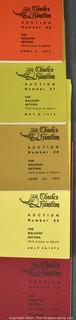 Lot 11.  Charles Hamilton.  164 items.  Auction catalogs 1-166, from May 16, 1963 to November 29, 1984 (missing nos. 69 and 158).  Most include separate list of prices realized.  The first auction was held at the Gotham Hotel, located on Fifth Avenue at 55th Street.  Auction 166 was held at the Omni Park Central, Seventh Avenue at 56th Street. 

Charles Hamilton Autographs. Catalogs.  43 items. In Catalog 25 is this information: “To avoid confusion in identifying our catalogs, we have decided to designate them all by number. Since we have issued ten large catalogs (1 to 10, inclusive), and fourteen Gray Octavos (A to O, inclusive, omitting the letter I), this catalog becomes Number 25. The next will be Number 26.” This group includes 1, 3, 4, 6-10, A, D, E, F, H, J, K, L, M, N, O, 25-46, 48, 49.  Unfortunately, the catalogs are not dated. Internal evidence suggests they are from the late 1950s to 1965.

Charles Hamilton Galleries.  1 item.  Catalog 1.  Postmark of Nov. 5, 1984.  Letter