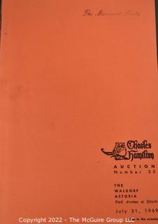 Lot 11.  Charles Hamilton.  164 items.  Auction catalogs 1-166, from May 16, 1963 to November 29, 1984 (missing nos. 69 and 158).  Most include separate list of prices realized.  The first auction was held at the Gotham Hotel, located on Fifth Avenue at 55th Street.  Auction 166 was held at the Omni Park Central, Seventh Avenue at 56th Street. 

Charles Hamilton Autographs. Catalogs.  43 items. In Catalog 25 is this information: “To avoid confusion in identifying our catalogs, we have decided to designate them all by number. Since we have issued ten large catalogs (1 to 10, inclusive), and fourteen Gray Octavos (A to O, inclusive, omitting the letter I), this catalog becomes Number 25. The next will be Number 26.” This group includes 1, 3, 4, 6-10, A, D, E, F, H, J, K, L, M, N, O, 25-46, 48, 49.  Unfortunately, the catalogs are not dated. Internal evidence suggests they are from the late 1950s to 1965.

Charles Hamilton Galleries.  1 item.  Catalog 1.  Postmark of Nov. 5, 1984.  Letter