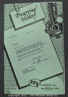 Lot 13.  JFF Autographs, Inc. 14 items; 1981-1987.  When these catalogs were issued the company had a P.O. box in Manhasset, N.Y.  A catalog from 1981 lists items from several U.S. presidents including an LS with the full signature of Franklin D. Roosevelt in 1936, for $250.