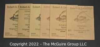 Lot 16.  Robert A. LeGresley. 6 items.  Catalogs 5, 6, 7, 25, 27, 28.  1978- ?.  LeGresley issued his first catalogs from Topeka, Kansas but catalog 25 shows him in Henderson, Kentucky.  As noted in the catalogs, his areas of interest were autographs, books and original comic art.   He identified as a member of The Manuscript Society and UACC.  Catalog 5, from 1978, includes several animation drawings of Mickey Mouse by Iwerks, who was with Walt Disney from the early days.