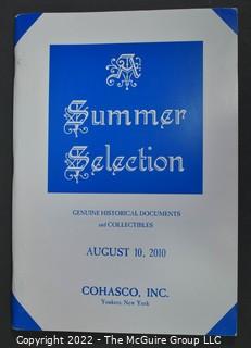 Lot 4.  Cohasco, Inc.  12 items.  Catalogs 23-27, 32, 51-52, 54, 58-59 and 61.  1982-2012.  Founded in 1946, the company is run by Bob Snyder, a member of the Board of Trustees of The Manuscript Society.  It is located in Yonkers, N.Y. 
