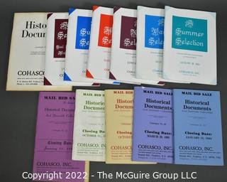 Lot 4.  Cohasco, Inc.  12 items.  Catalogs 23-27, 32, 51-52, 54, 58-59 and 61.  1982-2012.  Founded in 1946, the company is run by Bob Snyder, a member of the Board of Trustees of The Manuscript Society.  It is located in Yonkers, N.Y. 
