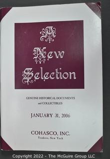 Lot 4.  Cohasco, Inc.  12 items.  Catalogs 23-27, 32, 51-52, 54, 58-59 and 61.  1982-2012.  Founded in 1946, the company is run by Bob Snyder, a member of the Board of Trustees of The Manuscript Society.  It is located in Yonkers, N.Y. 
