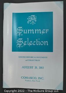 Lot 4.  Cohasco, Inc.  12 items.  Catalogs 23-27, 32, 51-52, 54, 58-59 and 61.  1982-2012.  Founded in 1946, the company is run by Bob Snyder, a member of the Board of Trustees of The Manuscript Society.  It is located in Yonkers, N.Y. 
