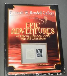 Lot 25.  The Rendells, Inc. and Kenneth Rendell Gallery  

Lists. 15 items.  Nos. 1, 3-10, 12-13, 15-18.  Undated, likely 1970s.  Consist of 8.5” x 14” sheets of paper stapled at upper left and folded in half.

Catalogs (numbered). 160 items.  Nos. 1, 3, 4-10, 12, 14, 16-130, 132-156, 158-164, 169 and 197.  Catalog 1 is from 1959 (according to his website) and catalog 197 from 1991 (from copyright designation in the catalog). Early catalogs are 8.5”x11” paper sheets stapled at upper left.  

In 1981 two catalogs were issued, without catalog numbers, as two volumes with the same title, namely, “The American Frontier: From the Atlantic to the Pacific.”  These can be found listed on Amazon, eBay and other sites for anywhere from $10 to $40.

In 1982 three catalogs were issued, without catalog numbers, in three volumes with the same title, namely, “The History of Mankind.”

Kenneth W. Rendell Gallery.  10 items.  Nos. 300-305, 307-310.  Catalogs are not dated.  An internet search on August