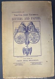 Lot 12.  Stan. V. Henkels.  6 items.  

Catalogue 712; 58 pages.  To be sold on December 14, 1893, Thos. Birch’s Sons, Philadelphia.  Includes “Autograph Letters and Documents Mostly Relating To The Revolutionary War And War Of The Rebellion…Also Relics Of General Washington And A Variety Of Historical Chinaware.”  

Catalogue 778; 99 pages, many uncut at top. The Col. John Trumbull Letters and Papers, also those of Prof. Benj. Silliman.  To be sold on February 11, 1897, Thos. Birch’s Sons, Philadelphia. Includes “Fine Letters of General George and Martha Washington; Generals of the Revolution; Signers of the Declaration of Independence; Members of the Old Congress; Eminent Artists, Authors and Scientists” and much more.  

Catalogue 1083; 87 pages. Valuable Autograph Letters and Historical Documents Being the Balance of the Chas. I. Turner Collection and The McKean, Mifflin and Miles Papers, &c.  To be sold on April 15, 1913, at Samuel T. Freeman & Co., Philadelphia. 

Catalogue 1
