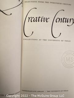 Lot 32.  A Creative Century: Collections at the University of Texas.  Austin: Humanities Research Center, 1970.  Second printing.  71 pgs.  Paperback.  Catalog of an exhibit held in November 1964 at the Academic Center and Undergraduate Library.  Comprises selections from the university’s twentieth century literary manuscript collections.  Includes 100 selections, especially useful for autograph examples.