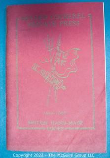 Lot 33.  Golden Cockerel Private Press. 1965-1966.  British Handmade Books.  Great Britain: Golden Cockerel Press, 1955.  48 pgs.  Paperback.