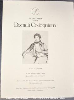 Lot 39.  The Proceedings of the Disraeli Colloquium.  April 22 and 23, 1978, at The Donald Gordon Center, Queen’s University at Kingston.  Sponsored by The Disraeli Project, Queen’s University, and The Canada Council.  John P. Matthews, editor.  Paperback. 