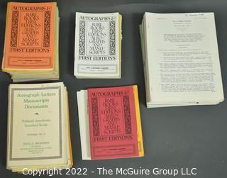 Lot 26.  Paul C. Richards Catalogs.  170 items.  Operating out of Brookline, Massachusetts, Richards (1938-1993) was widely known for his merchandise.  In the spring 1993 issue of The Manuscript Society News, Mary Benjamin commented on his passing: “Paul Richards’ death is a true loss to those who loved history. He handled autographs in all fields, researched them thoroughly and priced them fairly. His catalogues were impressive in the variety of their contents.”  Richards published 281 catalogs.  This lot includes his first catalog; the last one in the lot is 203, so many are missing. P.C. Richards is listed in the 1976 Manuscript Society membership directory. 