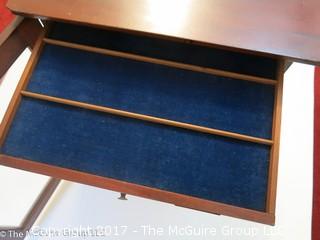 Antique Pathologists cabinet with drawers to hold glass slides; complete with brass top handle and glass door front; 15W x 13D x 19"T