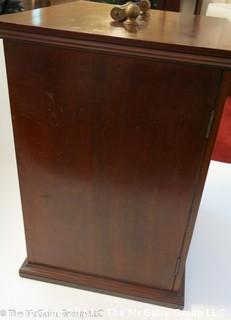 Antique Pathologists cabinet with drawers to hold glass slides; complete with brass top handle and glass door front; 15W x 13D x 19"T