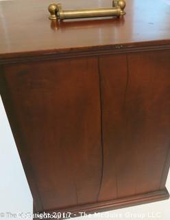 Antique Pathologists cabinet with drawers to hold glass slides; complete with brass top handle and glass door front; 15W x 13D x 19"T