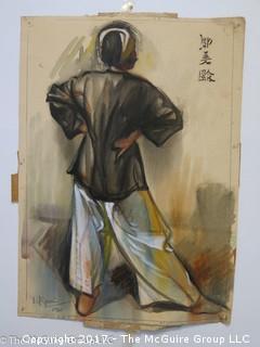 Japanese unframed watercolor on paper; signed lower left; 10 x 14"