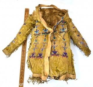 19th Century Native American Beaded Buckskin Child's Jacket.  Condition issues. 