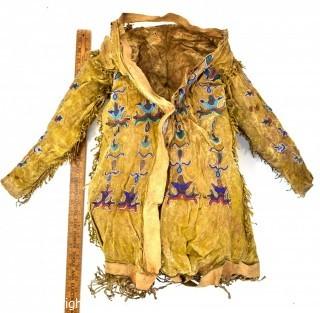 19th Century Native American Beaded Buckskin Child's Jacket.  Condition issues. 