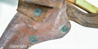 19th Century Hand Tooled Leather Child's Belt with Holster. 