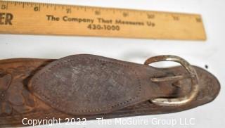 19th Century Hand Tooled Leather Child's Belt with Holster. 