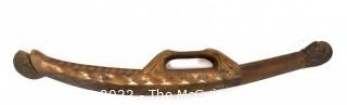 19th Century Native American Carved Wooden War Club, Double-Sided with Handle.