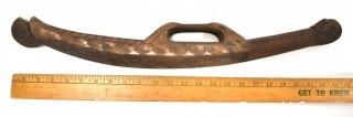 19th Century Native American Carved Wooden War Club, Double-Sided with Handle.