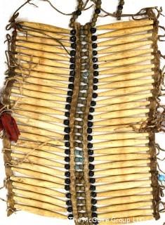 19th Century Prairie, Plains and Plateau Native American Warrior Long Bone and Hide Breastplate.  9" x 11" 