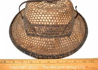 19th Century Prairie, Plains and Plateau Native American Woven Cane Basket Hat. {Note: Additional photos were added 3-7-22 @ 8:20am ET}