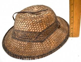 19th Century Prairie, Plains and Plateau Native American Woven Cane Basket Hat. {Note: Additional photos were added 3-7-22 @ 8:20am ET}