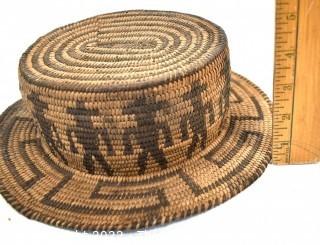 19th Century Prairie, Plains and Plateau Native American Pictorial Woven Hat 